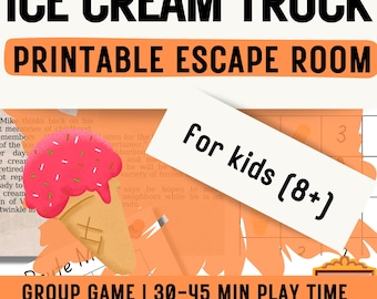 Ice Cream Truck Printable Escape Room – Puzzle Game for Kids (Ages 8-13) (Digital PDF)