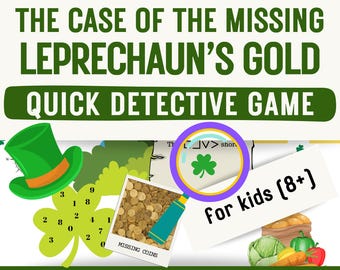 St. Patrick&#39;s Day Detektiv Spiel für Kinder Klasse DIY Gruppe Puzzle druckbar Escape Room Mystery Schnelle Aktivität Alter 8-13 PDF