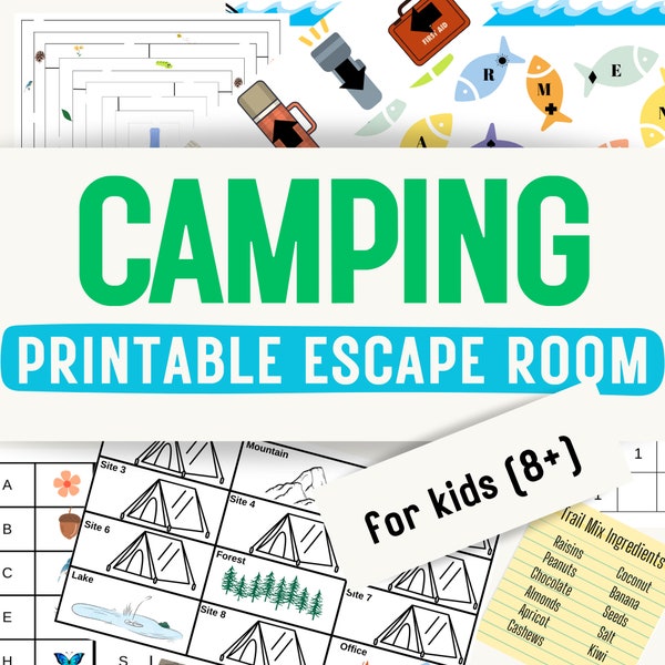 Printable Escape Room for Kids - Camping | Printable DIY Escape Game at Home - Campground Game Puzzle Activity Kit | Digital PDF - Ages 8-13