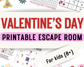 Jeu d'évasion pour enfants de la Saint-Valentin - PDF imprimable | Escape Game DIY à la maison | Mystery Puzzle Codes Kit pour salle d'évasion | 8-13 ans