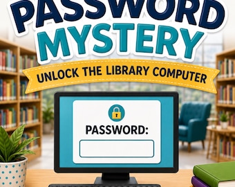 Library Activity Password Mystery Game - Easy Escape Room for Kids - Printable Scavenger Hunt Puzzle for Elementary Students