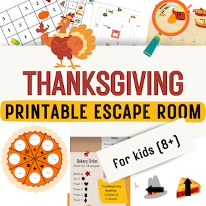 Thanksgiving Escape Room for Kids - Printable PDF | DIY Escape Game at Home | Mystery Puzzle Codes Escape Room Kit | Ages 8-13