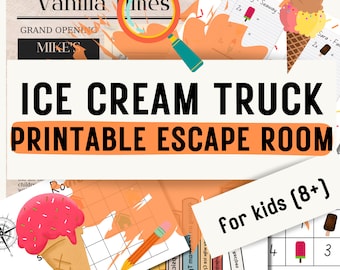 Printable Escape Room for Kids - Ice Cream | DIY Escape Game at Home | Mystery Puzzle Codes Escape Room Kit | Digital PDF - Ages 8-13