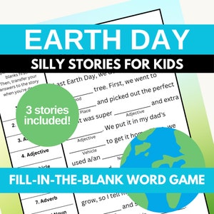 Earth Day Game for Kids | Fill-in-the-Blank Grammar Ad Libs Funny Party Game | 3 Printable Activities PDF