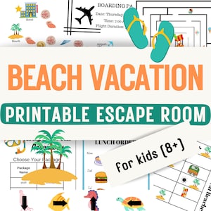 Escape Room for Kids - Beach Summer Vacation | Printable DIY Escape Game at Home - Mystery Puzzle Activity Kit | Digital PDF - Ages 8-13