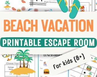 Beach Vacation Escape Room Game for Kids – Printable Mystery Puzzle Activity for Birthday Parties, Family Trips, Classrooms & Homeschool