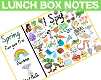 Spring Lunch Box Notes I Spy – 24 Printable Activity Cards (Digital Download)