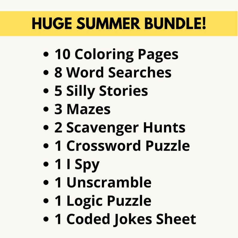 Summer Activities for Kids Printable Bundle of Word Searches Coloring Summer Activities for Kids Printable Bundle of Word Searches Coloring