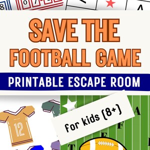 Utskrivbart fotbollsspel: Escape Room med fotbollstema för barn i åldrarna 8–13 | Tailgating-spel och idé för pojkars födelsedagsfest