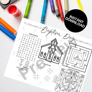 Baptism Printable Activity Sheet Placemat - Fun Activities for Kids ...