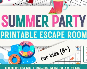 Escape Room para Festa de Verão para Crianças de 8 a 13 Anos (Imprimível)