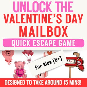 Juego de escape room de San Valentín: actividad rápida de rompecabezas para niños en grupo (PDF)
