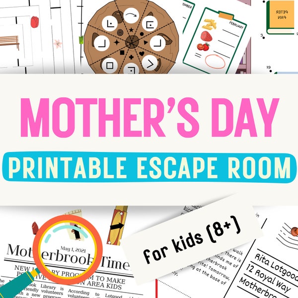 Mother's Day Escape Room for Kids - Printable PDF | Mother's Day Game for Families | Mystery Puzzle Mothers Day Activity Kit | Ages 8-13