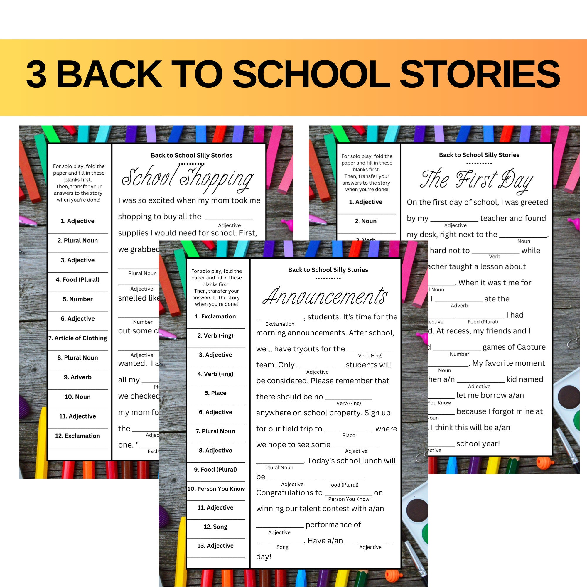 Fall Ad Libs Game: Grammar Fill-in-the-blank Activity (printable PDF ...