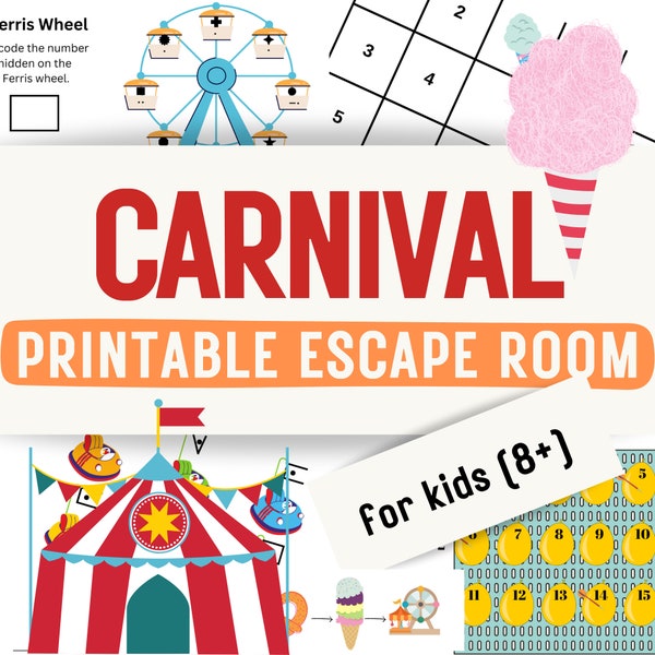 Printable Escape Room for Kids - Carnival | DIY Escape Game at Home - Detective Mystery Game Puzzle Activity Kit | Digital PDF Ages 8-13