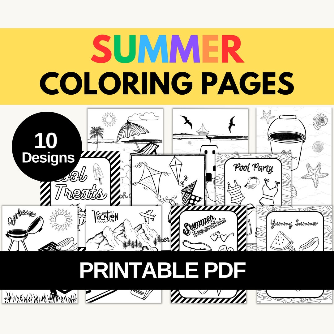 10 Summer Coloring Pages for Kids Easy Beach and Summertime Sheets