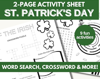 St. Patrick's Day Kids Activity Placemat | Printable Puzzles (Digital Download)