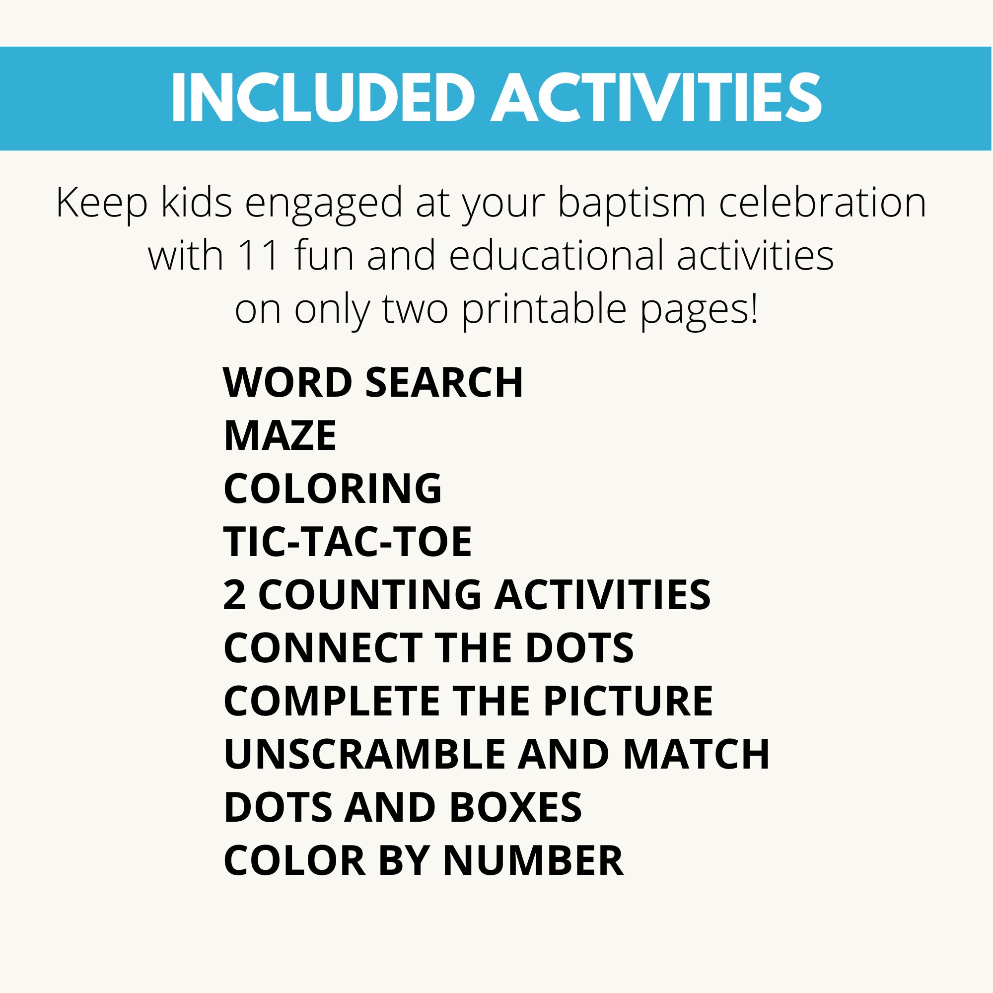 Baptism Printable Activity Sheet Placemat - Fun Activities for Kids ...