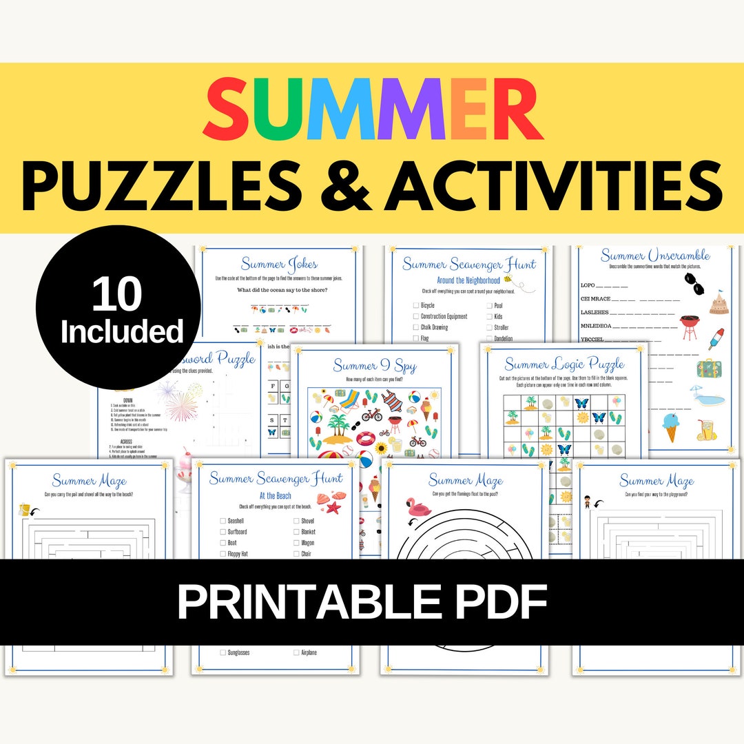 Summer Printable Activities for Kids Set of 10 PDF Mazes, I Spy ...