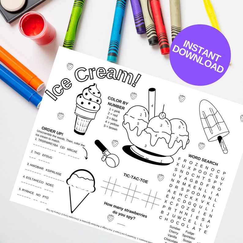Printable Ice Cream Coloring Pages Ice Cream Party Activity Coloring