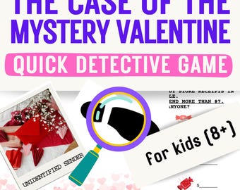 Valentine's Day Detective Game for Kids, Class Party Mystery Printable Activity for Elementary (15 minutes)