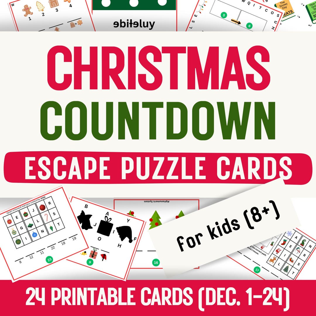 Christmas Countdown Escape – 24 Daily Puzzle Cards, Kids Ages 8-13 (PDF ...