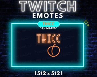 Twitch Animated Emote / THICC / Neon Sign / Peach / Gamer / Streamer / Streamer Graphics