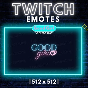 Twitch Animated Emote / Good Girl / Neon Sign / Heart / Pastel / Kawaii / Streamer / Streamer Graphics