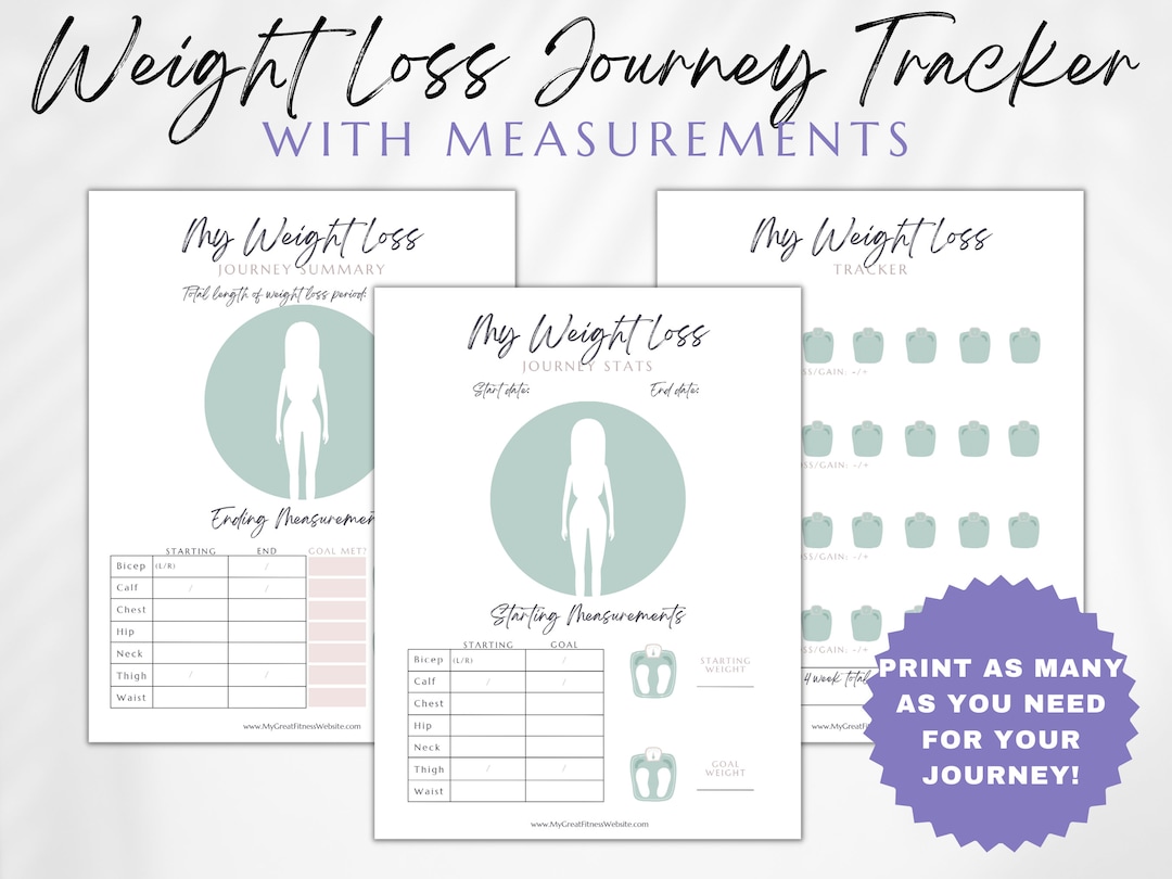 Weight Loss Journey Tracker With Measurements Printable Etsy