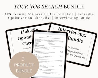 Job Search Resources | LinkedIn Optimization, Interviewing Guide, + FREE ATS Resume Template, Cover Letter Template | Career Success Tools