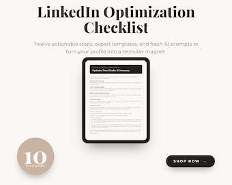Checklist de Otimização do LinkedIn | Guia de Reformulação de Perfil | Modelos de Título, Resumo e Recomendações com Sugestões de IA | PDF