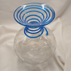 Vaso Blenko vintage in vetro craquelé firmato.