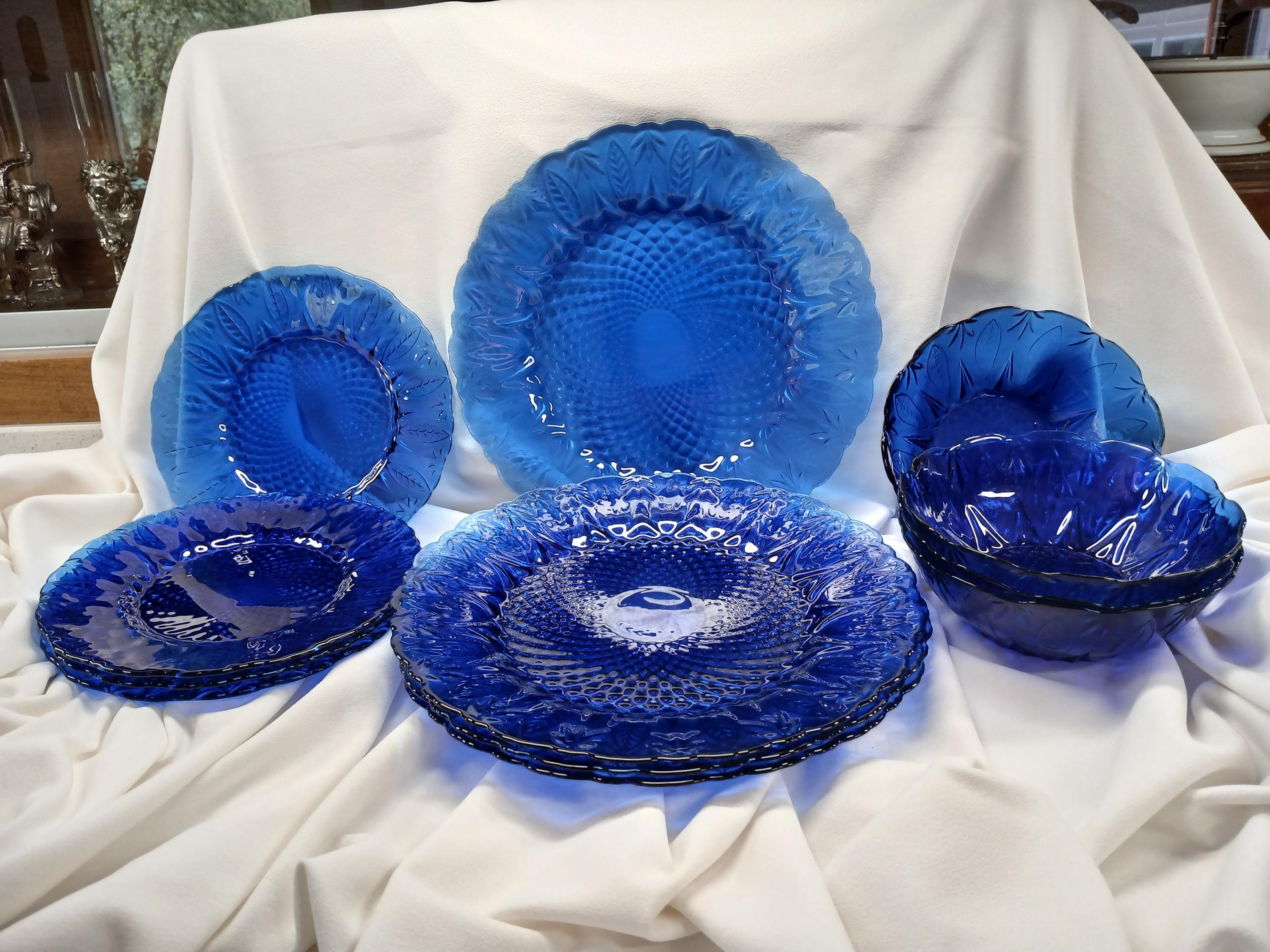avon ガラスセット　ビンテージ　ディスプレイ Avon Blue Glass Set - Etsy