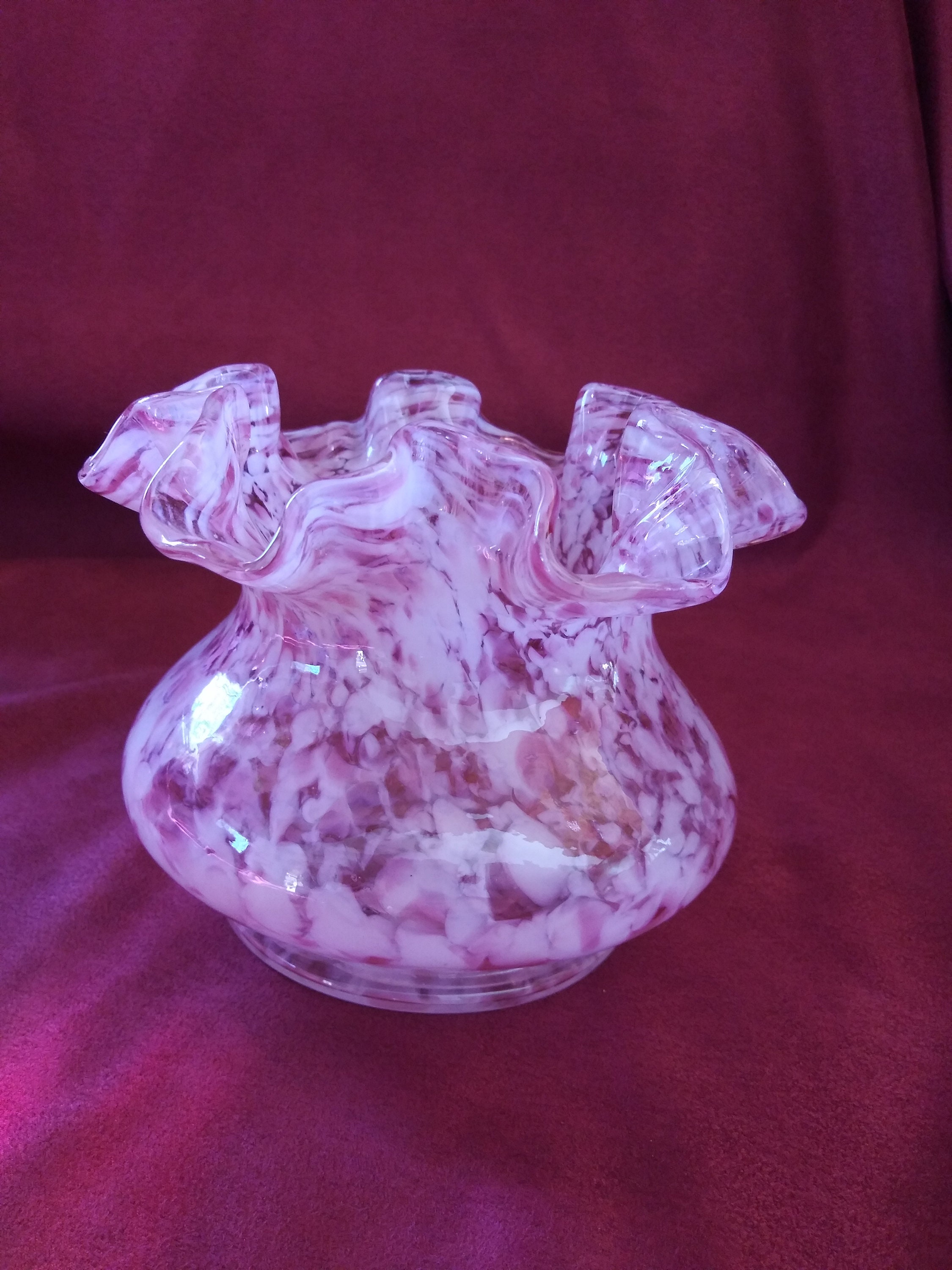 Vintage Fenton Pink Crumpled Vase Etsy
