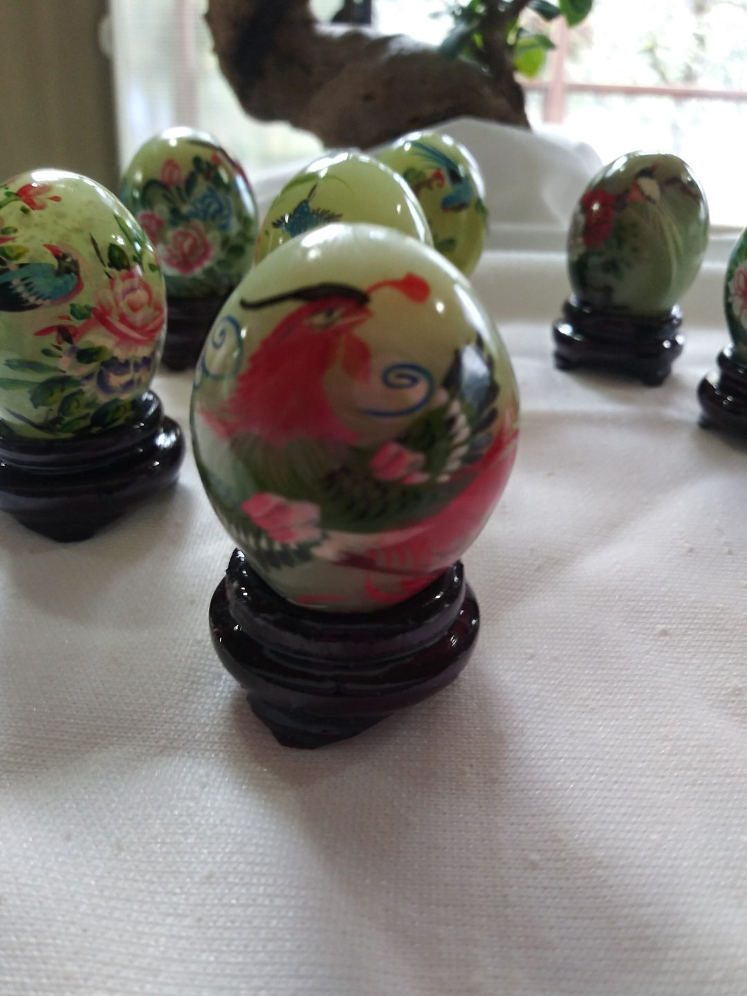 Vintage Hand Painted Jade Eggs Etsy