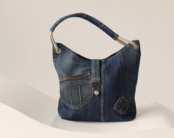 Recycled vintage denim/jeans shoulder bag