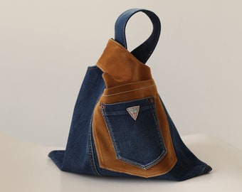 Recycled vintage denim/jeans hand bag