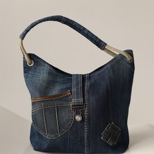 Recycled vintage denim/jeans shoulder bag image 7