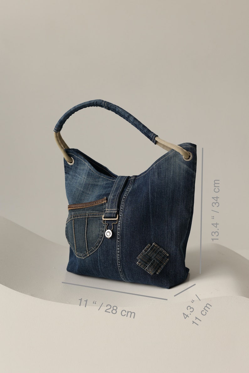 Recycled vintage denim/jeans shoulder bag image 2