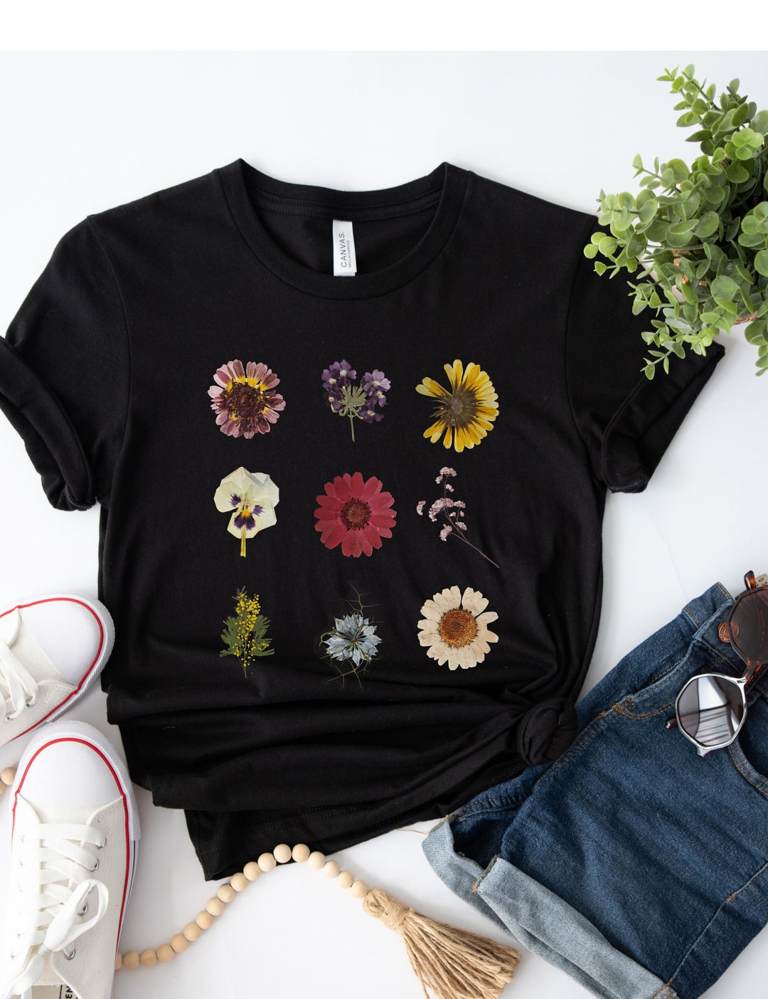 Wildflower Shirt Floral Shirt Pressed Flower Shirt Wild Etsy