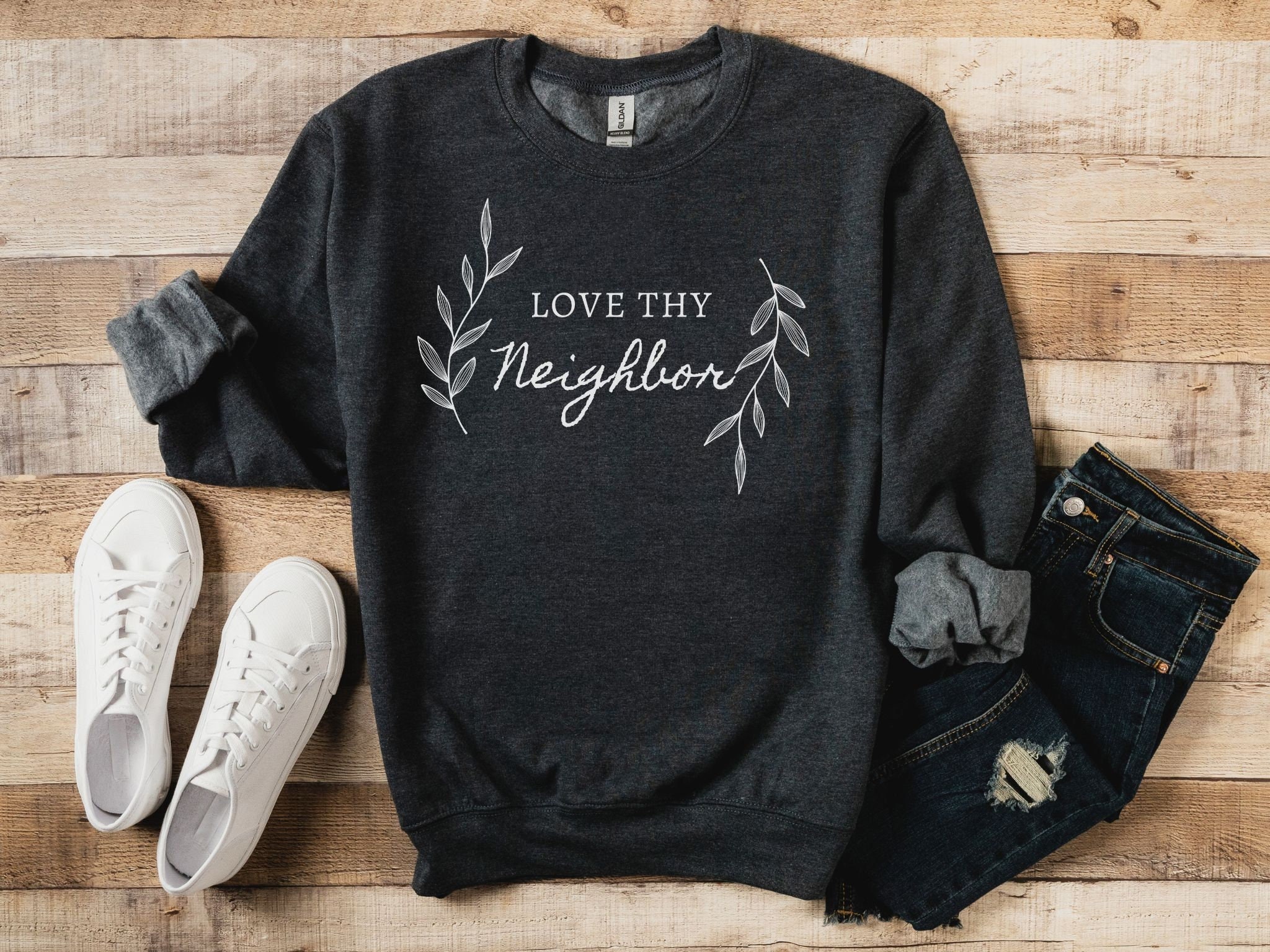Love Thy Neighbor Christian Shirt Church Sweatshirt Bible Study Shirt Boho Christian Shirt Simple Christian Shirt Trendy Christian Etsy