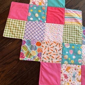 Easter Bunny Spring Table Runner Decor Housewarming Wedding Mother's Day Hostess Patchwork Quilted Cotton Plaid