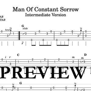 Man Of Constant Sorrow Intermediate Banjo TAB