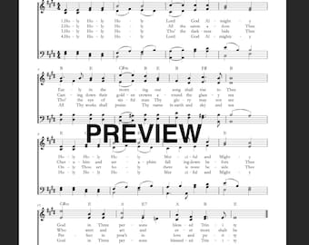 Holy, Holy, Holy - Hymn Sheet Music for Singing, Playing, Crafts + Wall