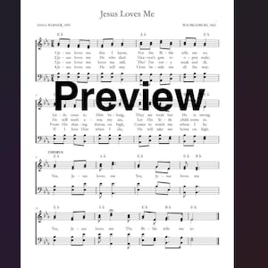 Jesus Loves Me - Hymn Sheet Music for singing, playing, crafts + wall decor *DIGITAL Download