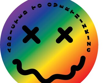 Verslaafd aan Overthinking, Angst, Rainbow, Emoji Sticker, Overthinking Vinyl Sticker Decal