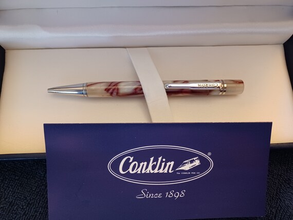 Conklin Endura Ball Pen Pearl White With Red Swirl