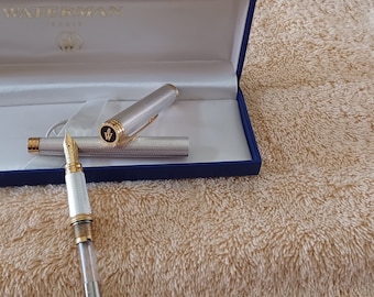 Pluma estilográfica Waterman Gentleman Sterling Barleycorn (punta F, 18 quilates)