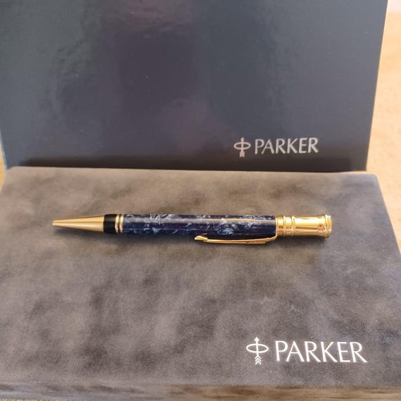 Parker Duofold Marbled Blue Ball Pen
