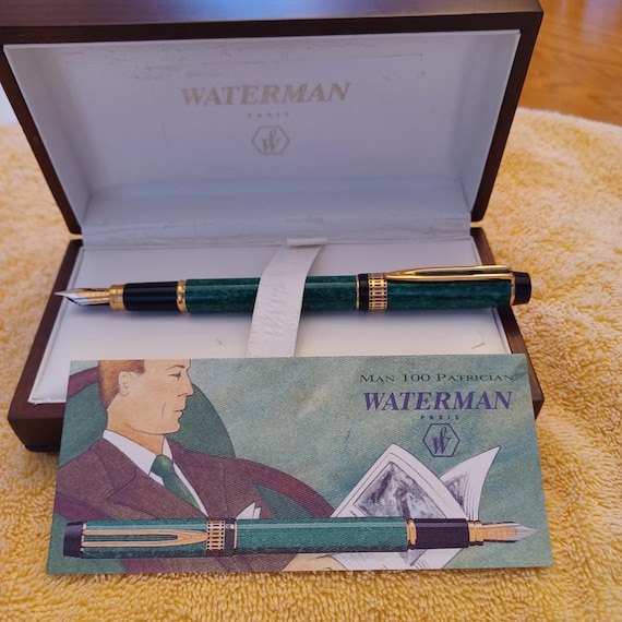 Waterman Patrician Green Fountain Pen , Unused, 18 KT ( F) Nib